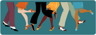Line Of Men And Women Legs Dancing Sticker