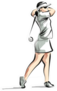 Line Sketch Woman Playing Golf Sticker