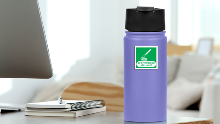 Line-Throwing Appliance Sign Sticker on a Water Bottle (New) example
