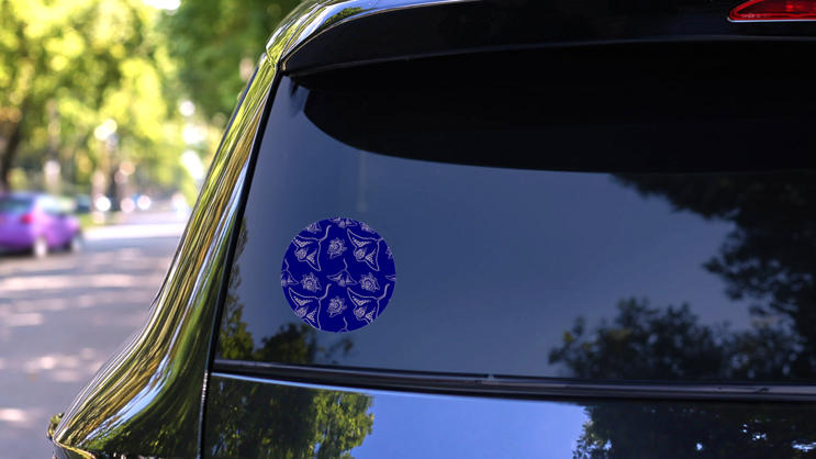 Linear Stingray On Navy Blue Backdrop Pattern Sticker on a Rear Car Window (New) example
