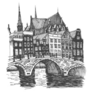 Liner Sketch Homes Of Amsterdam Holland Netherlands Sticker