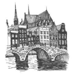 Liner Sketch Homes Of Amsterdam Holland Netherlands Sticker