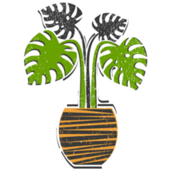 Lino Cut Style Monstera House Plant Sticker