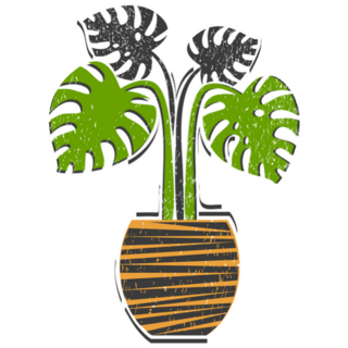 Lino Cut Style Monstera House Plant Sticker