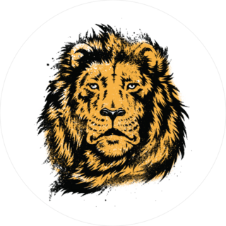 Lion Head Stencil Circle Sticker