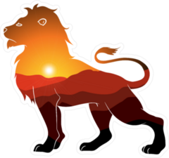 Lion Silhouette With Landscape Double Exposure Sticker