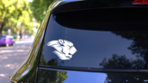 Lion With Mane Sticker on a Rear Car Window (New) example