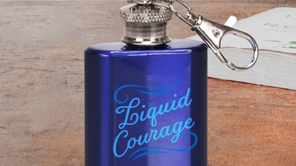 Liquid Courage Blue Mini Keychain Flask