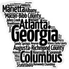 List Of Cities In Georgia Usa State Map Sticker