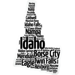 List Of Cities In Idaho Usa State, Map Sticker