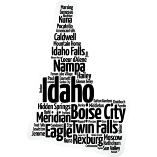 List Of Cities In Idaho Usa State, Map Sticker