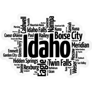 List Of Cities In Idaho Usa State Sticker