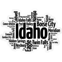 List Of Cities In Idaho Usa State Sticker