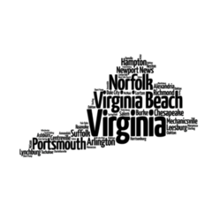 List Of Cities In Virginia Usa Word Map Sticker