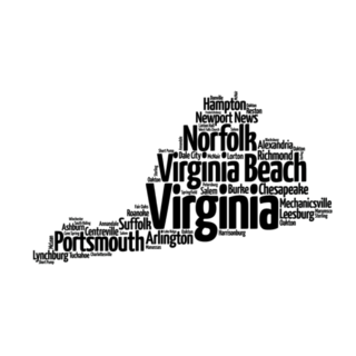 List Of Cities In Virginia Usa Word Map Sticker