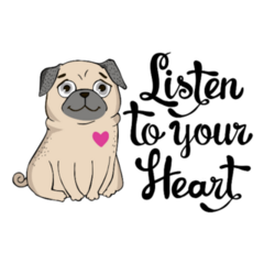 Listen To Your Heart Pug Sticker