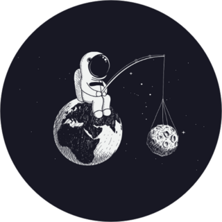 Little Astronaut Fishing for the Moon Sticker