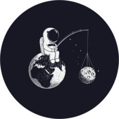 Little Astronaut Fishing for the Moon Sticker