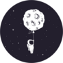 Little Astronaut with Moon Balloon Sticker