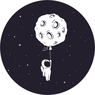 Little Astronaut with Moon Balloon Sticker