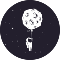 Little Astronaut with Moon Balloon Sticker