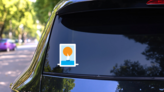 Little Boat Sailing In The Sea Abstract Art Sticker on a Rear Car Window (New) example