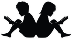 Little Boy And Girl Study Read Book Silhouette Sticker