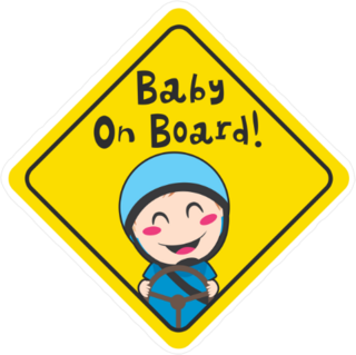 Little Boy Driving Baby On Board Sticker