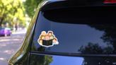Little Children Reading Holy Bible Cute Illustration Sticker on a Rear Car Window (New) example