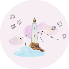 Little Dreamer Watercolor Illustrations Of Lighthouse Sticker