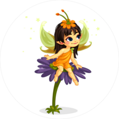 Little Fairy Sitting On A Flower Sticker