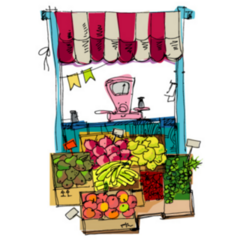 Little Farmer Market Booth Illustration Sticker