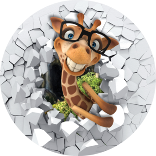 Little Giraffe Peeping From A Broken Wall Sticker