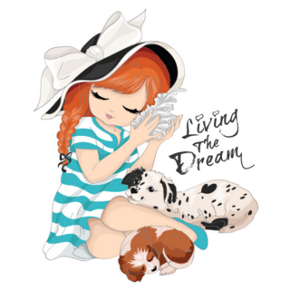 Little Girl Sun Hat Dalmatian Sticker