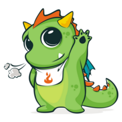Little Green Dragons Mascot Character Sticker