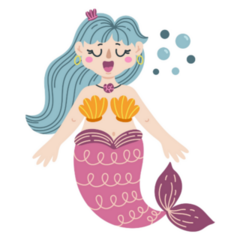 Little Mermaid Illustration Bubbles Sticker