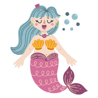 Little Mermaid Illustration Bubbles Sticker