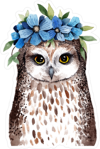 Little Owl With Wreath Of Flowers Sticker