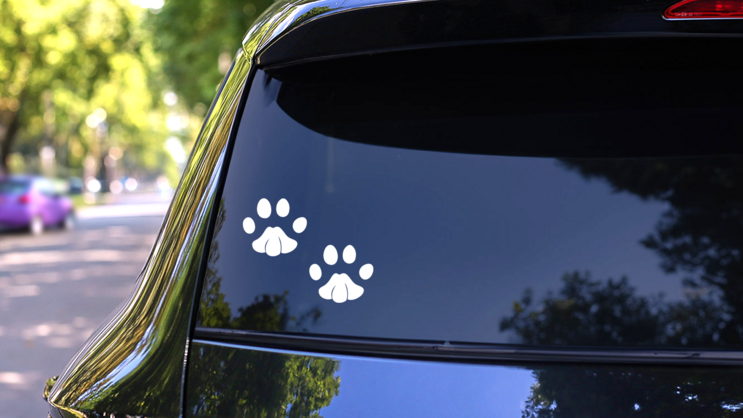 Little Paw Prints Sticker on a Rear Car Window (New) example