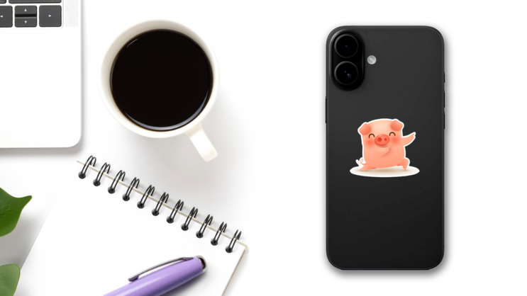 Little Pig. Chinese New Year Dance Move Sticker on a Phone (New) example