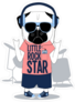 Little Rock Star Pug Dog Drummer Sticker