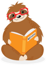 Little Sitting Sloth In Red Glasses Reading Sticker