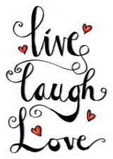 Live, Laugh, Love Card With Hearts Sticker