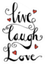 Live, Laugh, Love Card With Hearts Sticker