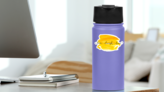 live Laugh Love Lettering Calligraphy On Yellow Watercolor Sticker on a Water Bottle (New) example