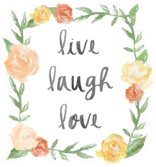 Live Laugh Love Quote With Watercolor Peony Wreath Sticker
