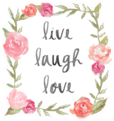 Live Laugh Love Quote With Watercolor Pink Peony Sticker