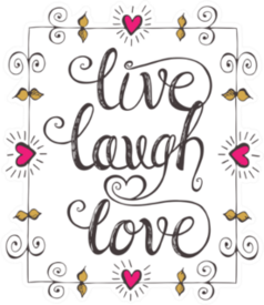 Live Laugh Love Text In Romantic Frame Sticker