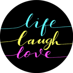 Live, Laugh, Love Vibrant Colors On Black Sticker