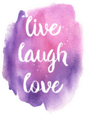 Live, Laugh, Love. Watercolor Violet Background Sticker